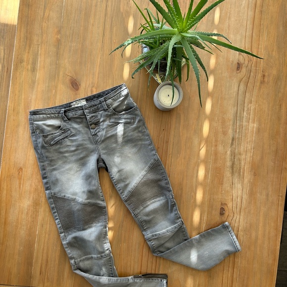 Free People Grey Moto Skinny Jeans 26 - Picture 3 of 10